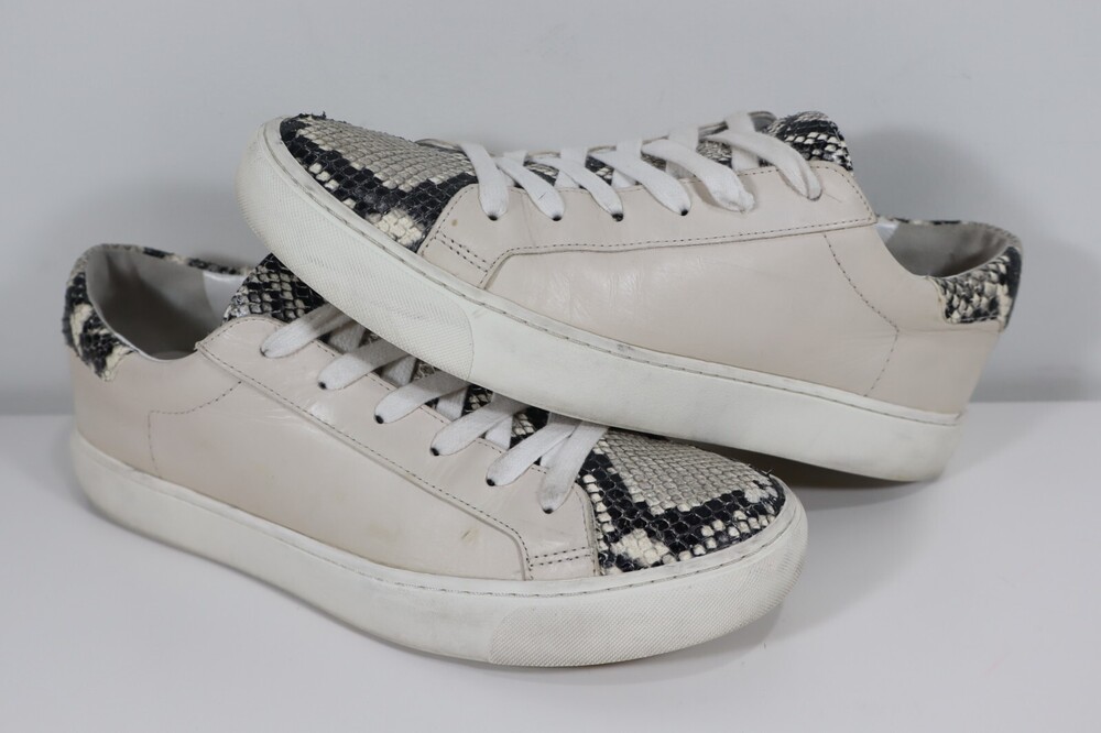 VERONICA BEARD Python Ivory Blush Leather Sneaker Lace Up Trainers Women’s sz 8